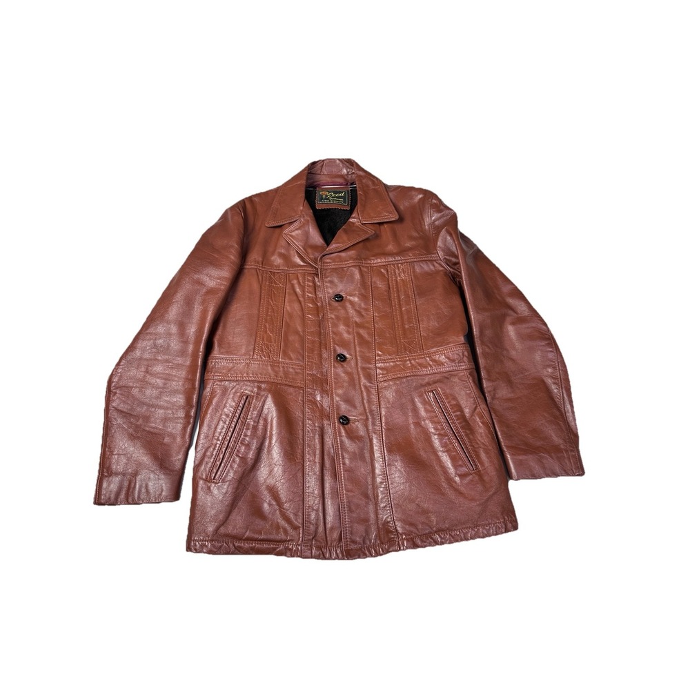 Reed Sportswear Men's Vintage Brown Leather‎ Jacket - Size 42, Punk Pimp, 70's